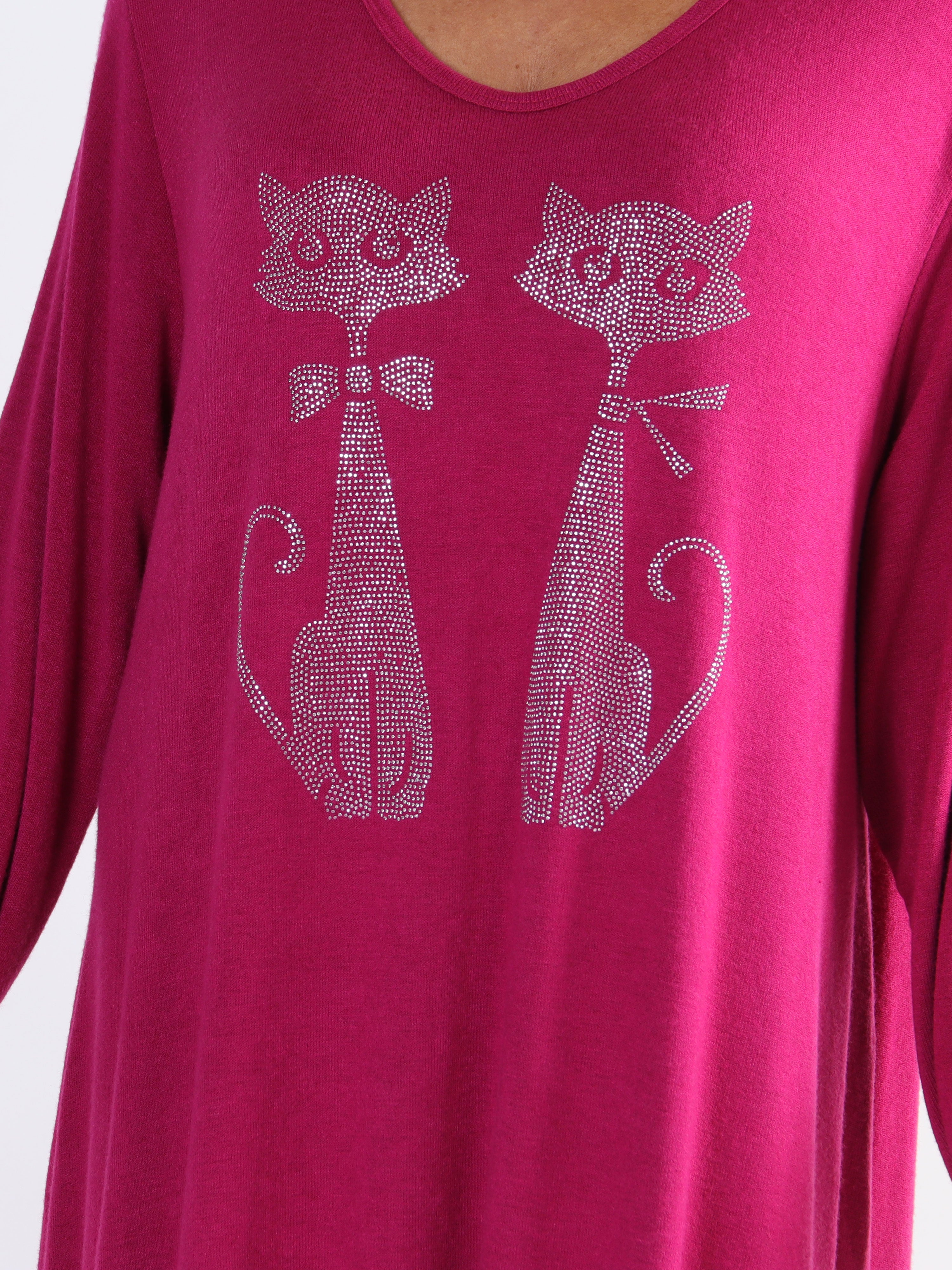 Talia - Klänning i viskos med kattmönster i viskos för större storlekar